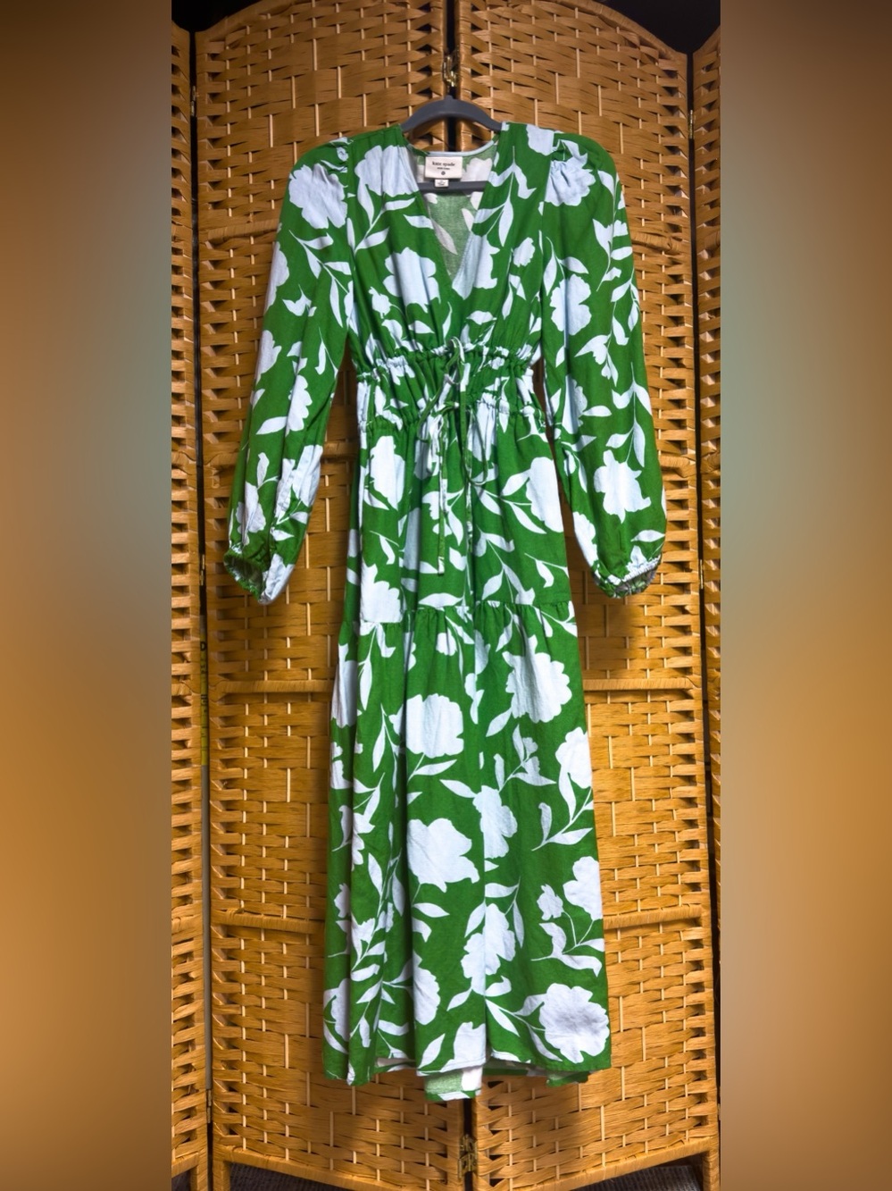 kate spade Green and White Floral V-Neck Dress